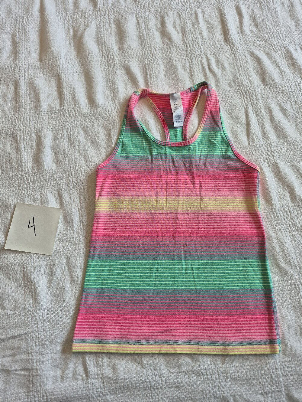 Ivivva girls size 4 multi color striped tank top guc for wash wear